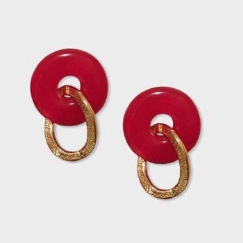 Pendientes rojo y dorado