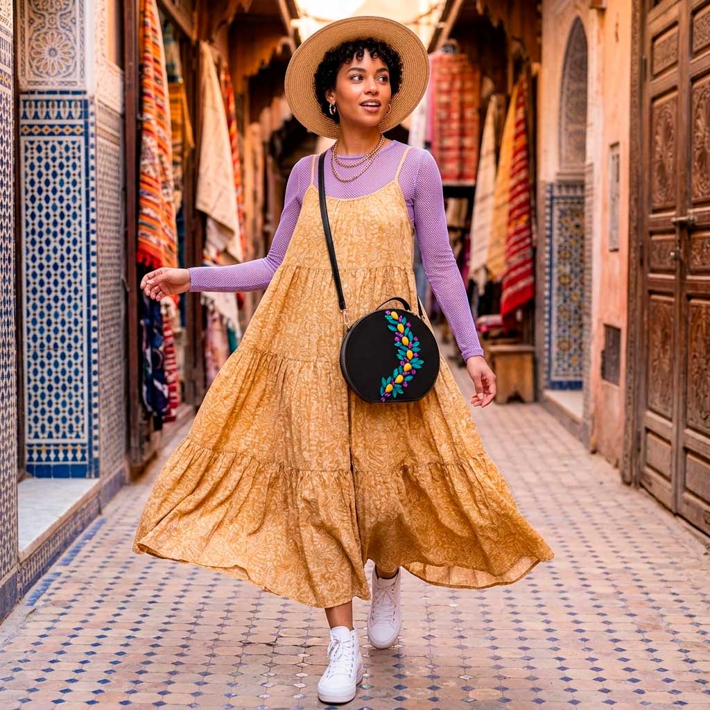 Look casual combinando lila y amarillo