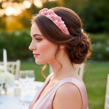 Diadema joya rosa palo