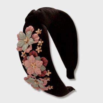 Diadema negra flores rosas