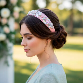 Diadema joya rosa claro