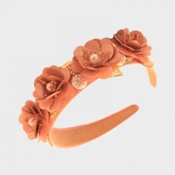 Diadema flores rosa claro