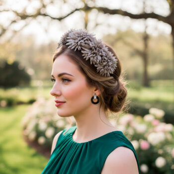 Diadema flores gris