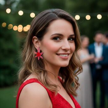 Pendientes rosas y rojos