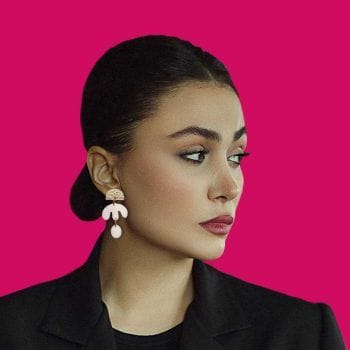 Pendientes blanco y dorado