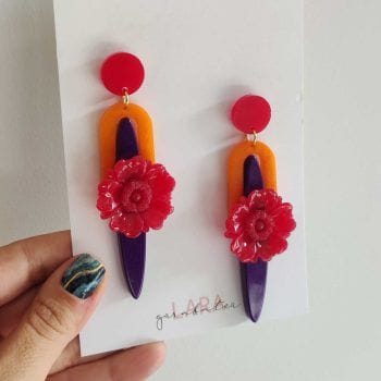 Maxi pendientes naranja morado