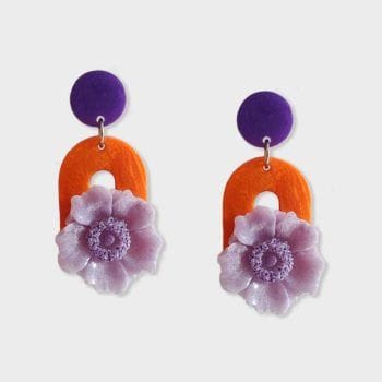 Pendientes morado y naranja