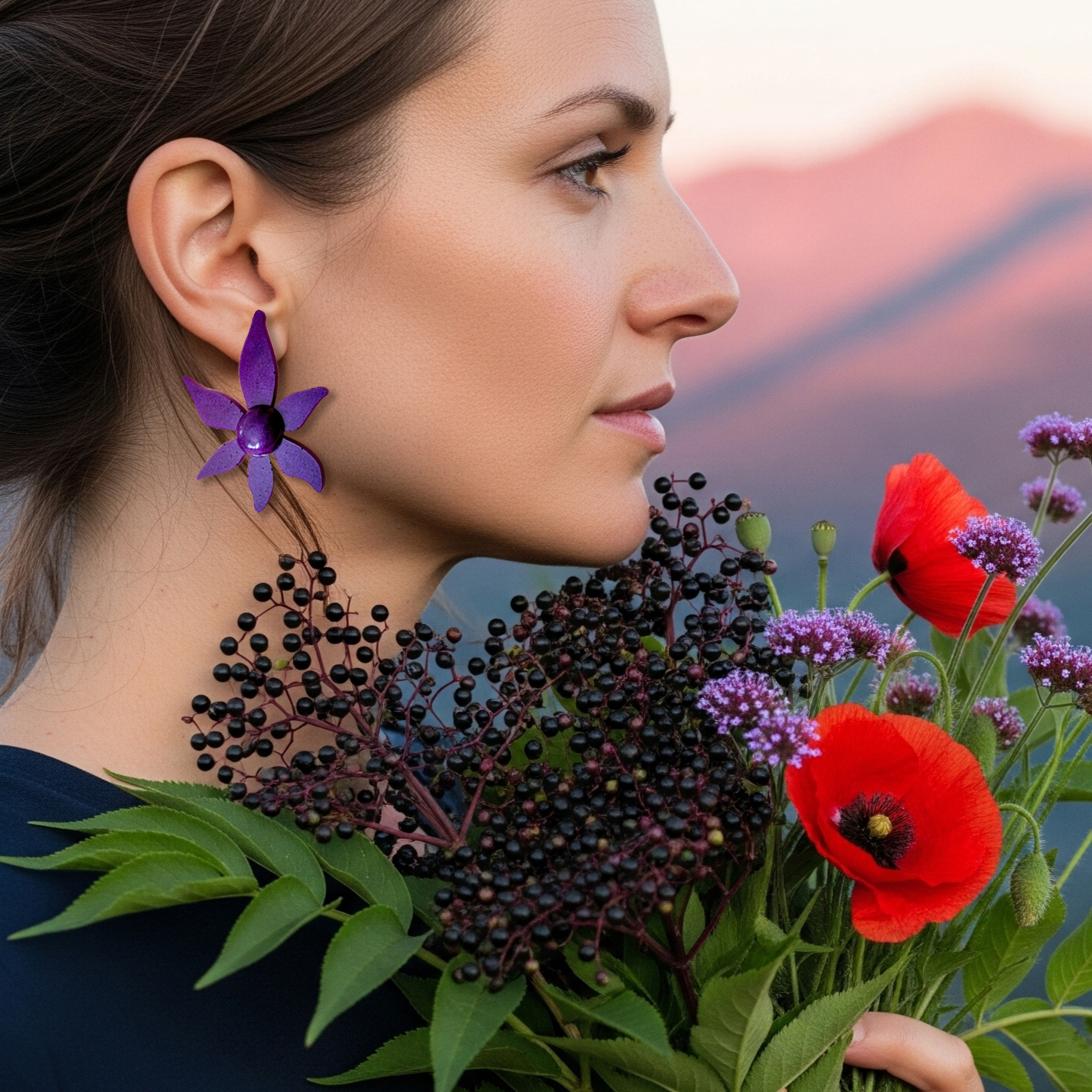 Pendientes morados Belladona