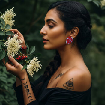 Pendientes Dulcamara lila y rojo