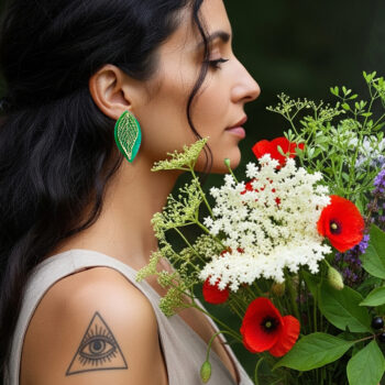 Pendientes verdes Saúco