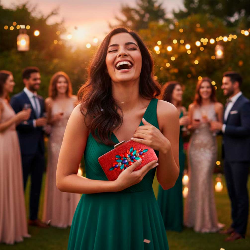 Bolso joya rojo turquesa