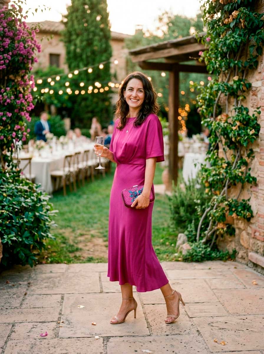Vestido y bolso buganvilla