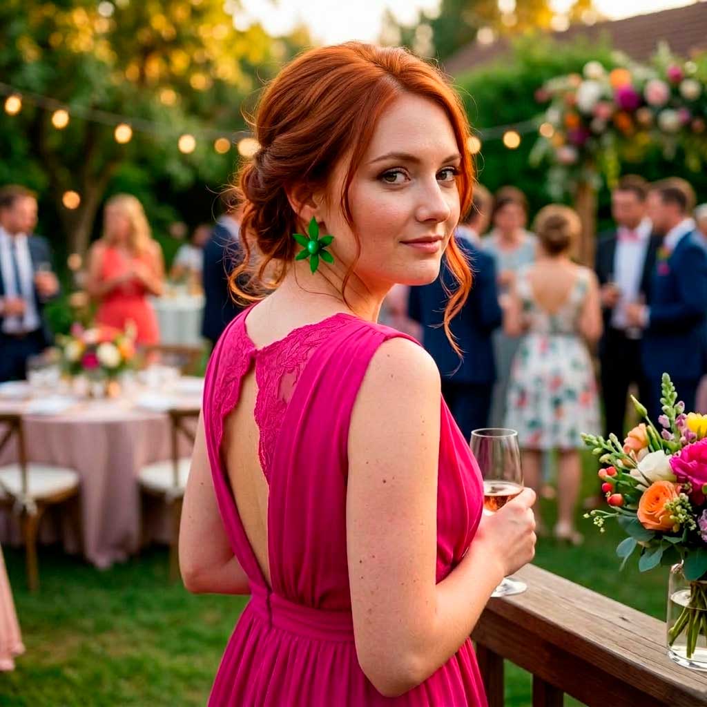 Pendientes verdes para vestido buganvilla de invitada