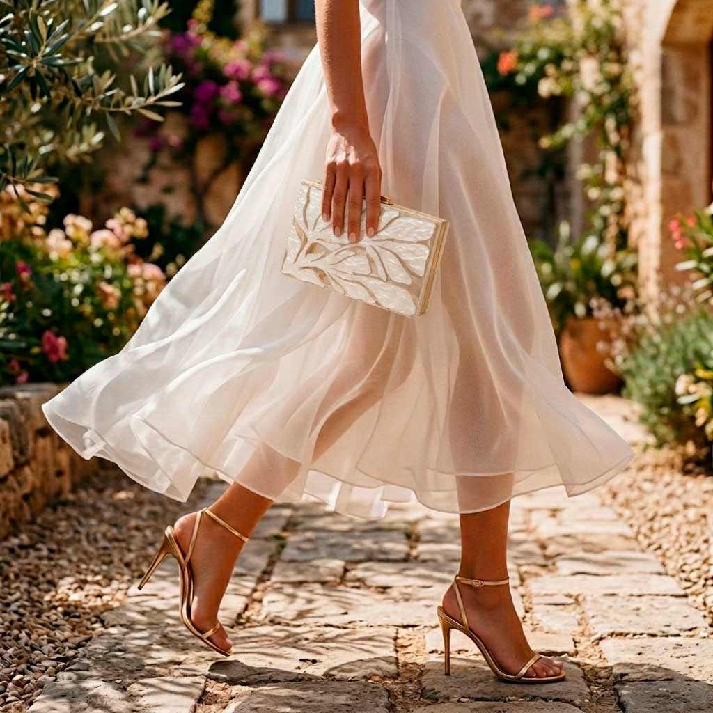 Novia civil bolso blanco nacarado
