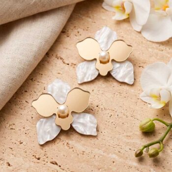 Pendientes Orquídea Nacarada