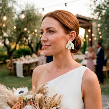 Novia pendientes verde salvia Magnolias maxi